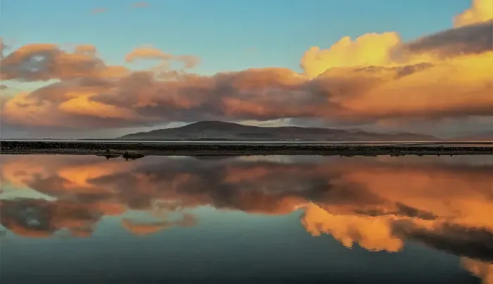 Framed Print : Reflections from Sandscale Haws Nature Reserve, view across the Duddon Estuary towards Black Combe, Cumbrian Coast, Cumbria, England, United Kingdom, Europe