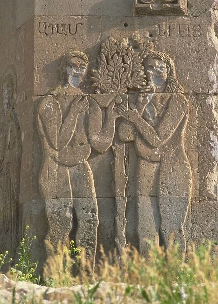 Relief of Adam and Eve on Armenian church, built in 915 AD, Akdamar Island