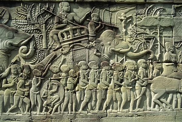 Relief, Bayon, Angkor, UNESCO World Heritage Site, Siem Reap, Cambodia