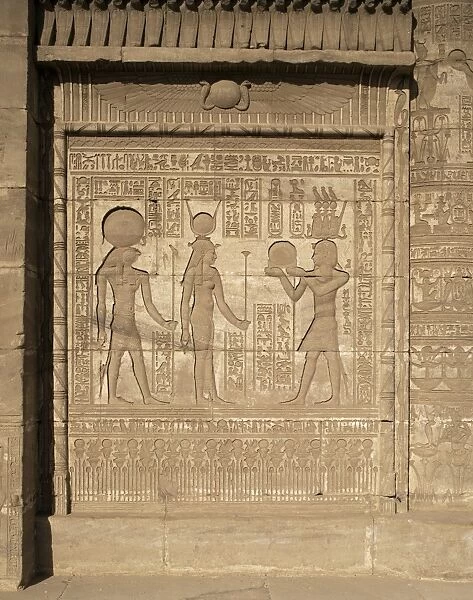 Relief on the birth-house, Temple of Hathor, Dendera, Egypt, North Africa, Africa