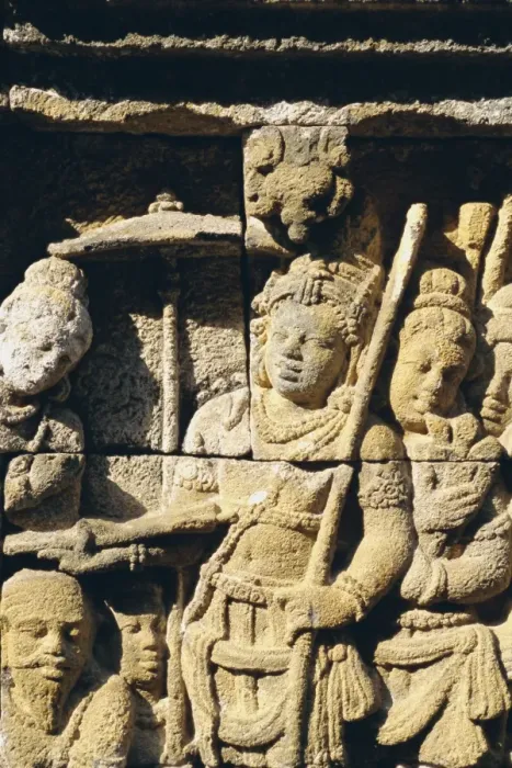 Framed Print : Relief carving on frieze on outside wall of the Buddhist temple Framed Print : Relief carving on frieze on outside wall of the Buddhist temple