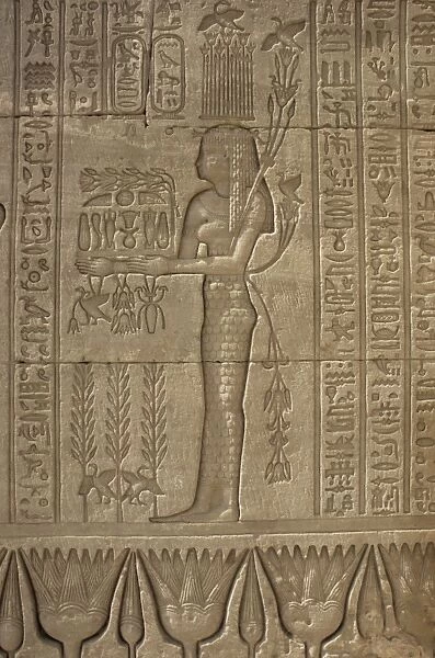 Relief carving of offerings being made, Temple of Hathor, Dendera, Egypt
