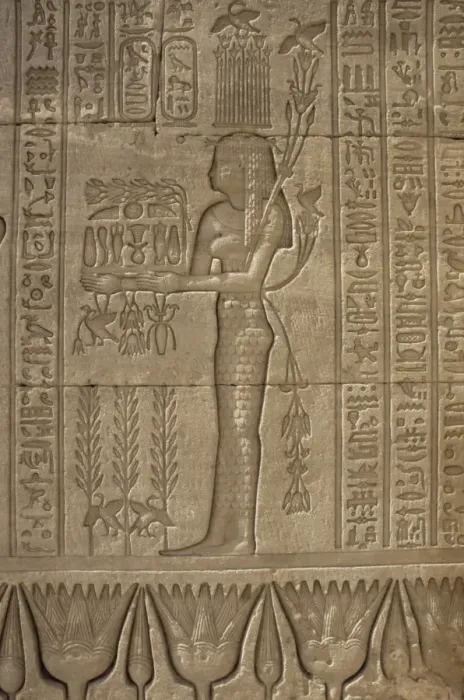 Framed Print : Relief carving of offerings being made, Temple of Hathor, Dendera, Egypt Framed Print : Relief carving of offerings being made, Temple of Hathor, Dendera, Egypt