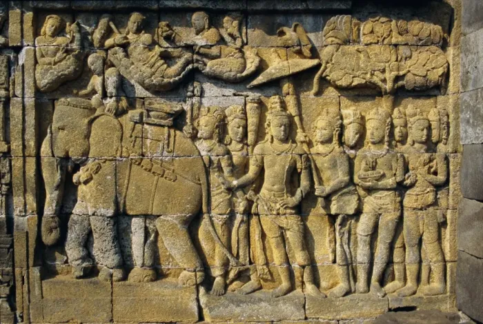 Framed Print : Relief carvings on frieze on outside wall of the Buddhist temple Framed Print : Relief carvings on frieze on outside wall of the Buddhist temple