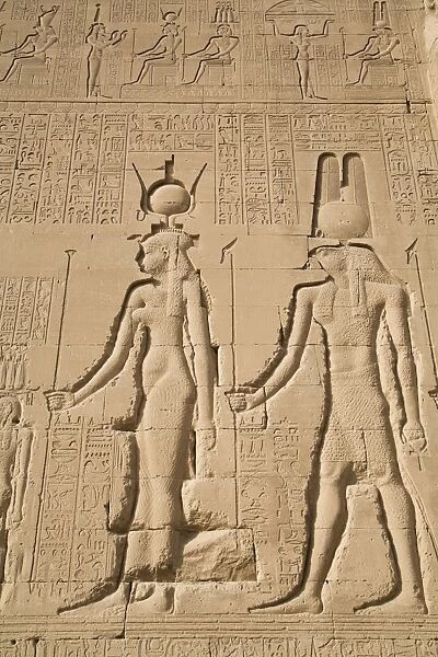 Relief of Cleopatra and Horus, Temple of Hathor, Dendera, Egypt, North Africa, Africa