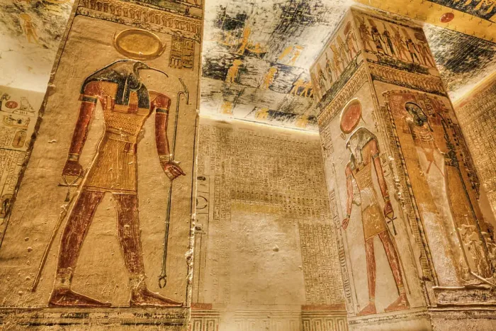 Framed Print : Relief of God Thoth, Tomb of Rameses V and VI, KV9, Valley of the Kings, Ancient Thebes, UNESCO World Heritage Site, Luxor, Egypt, North Africa, Africa