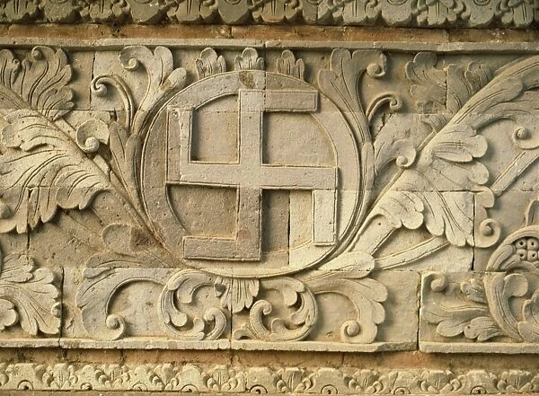 Relief of swastika, an old Hindu symbol, temple of Goa Lawah, east of Klungkung