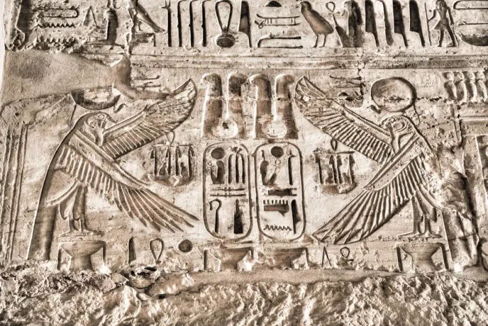 Framed Print : Relief of Vultures, Temple of Ramses III, Karnak Temple Complex Framed Print : Relief of Vultures, Temple of Ramses III, Karnak Temple Complex