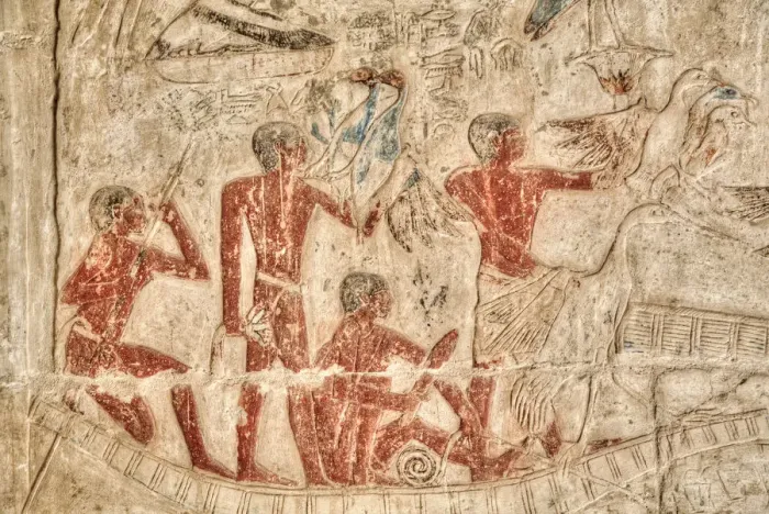 Framed Print : Reliefs, Mastaba of Ankh-Ma-Hor, Necropolis of Saqqara, UNESCO World Heritage Site