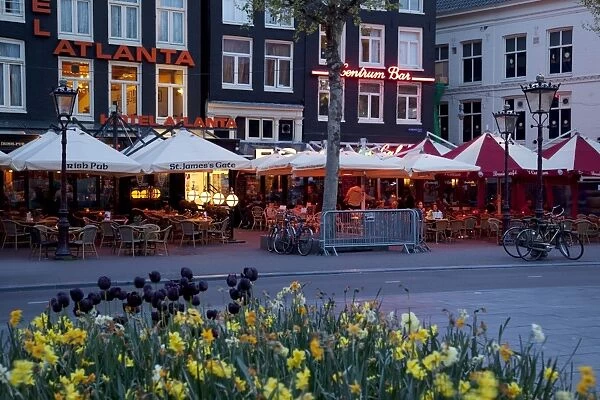 Rembrandtplein at dusk, Amsterdam, Holland, Europe