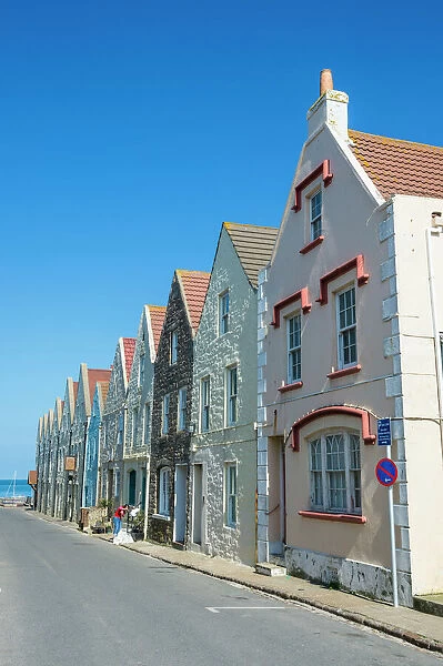 Renovated houses formerly the docks in Braye, Alderney, Channel Islands, United Kingdom