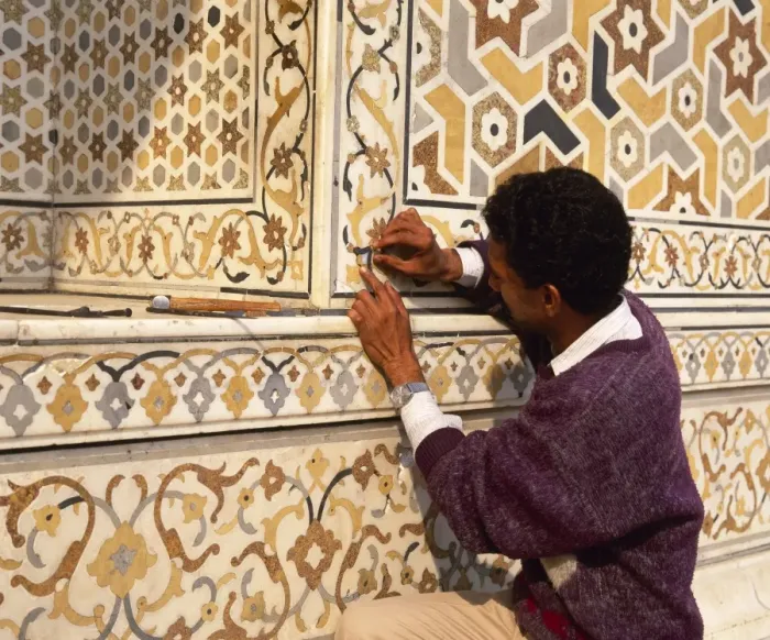 Framed Print : Repair work on Itmad-Ud-Daulahs tomb Framed Print : Repair work on Itmad-Ud-Daulahs tomb