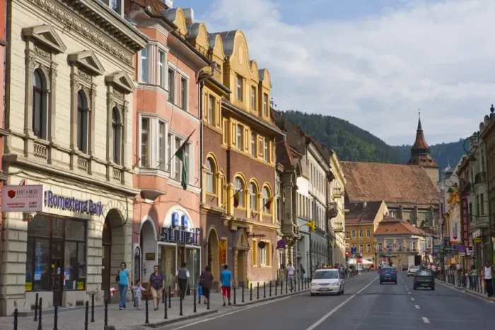 Framed Print : Republicii Street, Brasov, Transylvania, Romania, Europe Framed Print : Republicii Street, Brasov, Transylvania, Romania, Europe