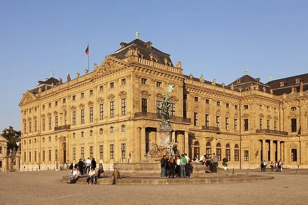 Residenz, Baroque Palace, built by Balthasar Neumann, Franconia Fountain, UNESCO World Heritage Site, Wurzburg, Franconia, Bavaria, Germany, Europe