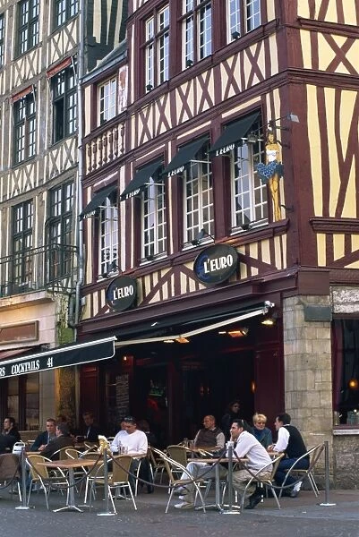 Restaurant and bar in the Place du Vieux Marche, Rouen, Seine-Maritime