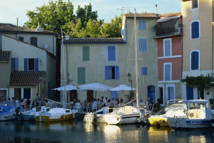 Framed Print : Restaurant and houses beside the Miroir aux Oiseaux canal, Martigues, Bouches-du-Rhone Framed Print : Restaurant and houses beside the Miroir aux Oiseaux canal, Martigues, Bouches-du-Rhone