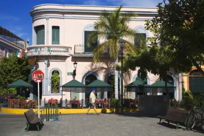 Framed Print : Restaurant in Machado Square in Old Town District, Mazatlan, Sinaloa State Framed Print : Restaurant in Machado Square in Old Town District, Mazatlan, Sinaloa State