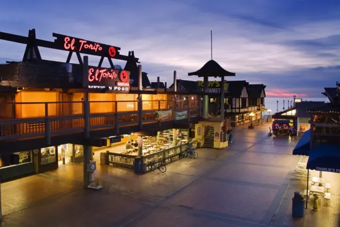 Framed Print : Restaurant on pier, Redondo Beach, California, United States of America, North America Framed Print : Restaurant on pier, Redondo Beach, California, United States of America, North America