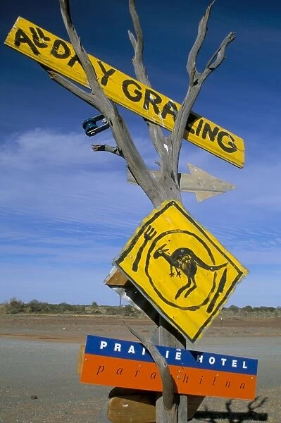 Restaurant sign for feral food, Outback, South Australia, Australia, Pacific