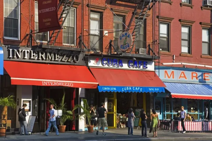 Framed Print : Restaurants on 8th Avenue in Chelsea District, Midtown Manhattan, New York City Framed Print : Restaurants on 8th Avenue in Chelsea District, Midtown Manhattan, New York City