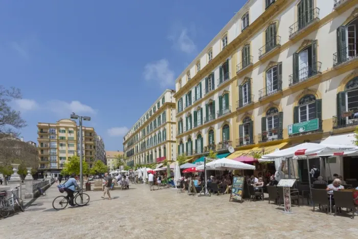 Framed Print : Restaurants and cafes in Plaza de la Merced, Malaga, Costa del Sol, Andalusia, Spain Framed Print : Restaurants and cafes in Plaza de la Merced, Malaga, Costa del Sol, Andalusia, Spain