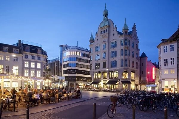 Restaurants at dusk, Armagertorv, Copenhagen, Denmark, Scandinavia, Europe