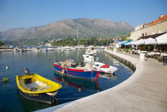 Framed Print : Restaurants along the harbour, Cavtat, Dubrovnik Riviera, Dalmatian Coast, Dalmatia, Croatia, Europe Framed Print : Restaurants along the harbour, Cavtat, Dubrovnik Riviera, Dalmatian Coast, Dalmatia, Croatia, Europe