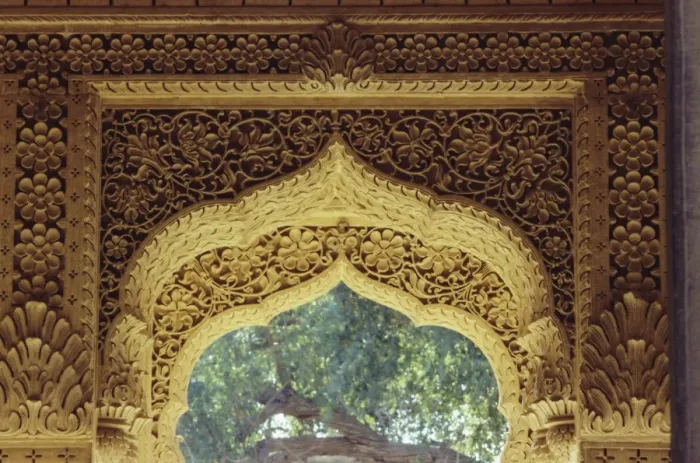Framed Print : Restoration in the interior of the Jain temple Framed Print : Restoration in the interior of the Jain temple