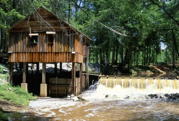 Framed Print : Restored mill near Riley