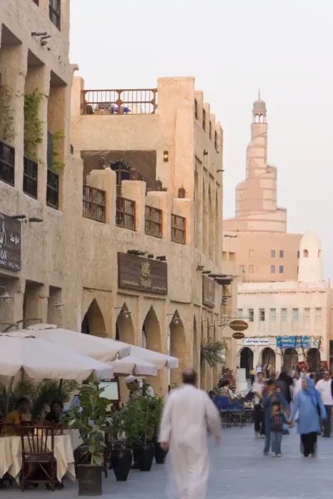 Framed Print : The restored Souq Waqif looking towards the spiral Framed Print : The restored Souq Waqif looking towards the spiral