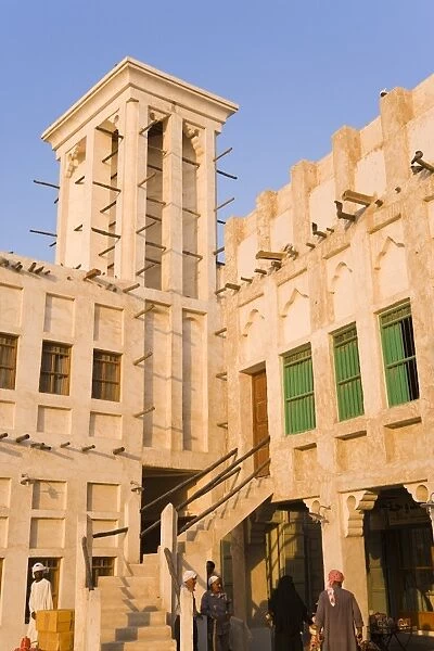 The restored Souq Waqif with mud rendered shops and