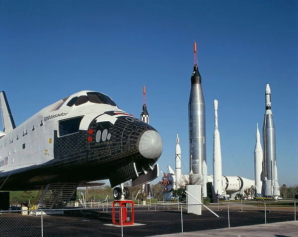 Retired shuttle and rockets