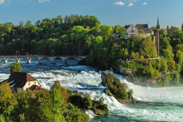 Framed Print : Rhine Falls near Schaffhausen with Schloss Laufen, Neuhausen bei Schaffhausen, Schaffhausen Canton, Switzerland, Europe Framed Print : Rhine Falls near Schaffhausen with Schloss Laufen, Neuhausen bei Schaffhausen, Schaffhausen Canton, Switzerland, Europe