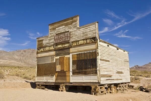 Rhyolite Mercantile, a General Store, in the ghost town of Rhyolite, a former gold mining community