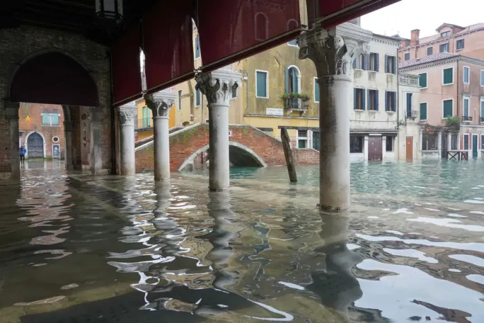 Framed Print : Rialto fish market during the high tide in Venice, November 2019, Venice, UNESCO World Framed Print : Rialto fish market during the high tide in Venice, November 2019, Venice, UNESCO World