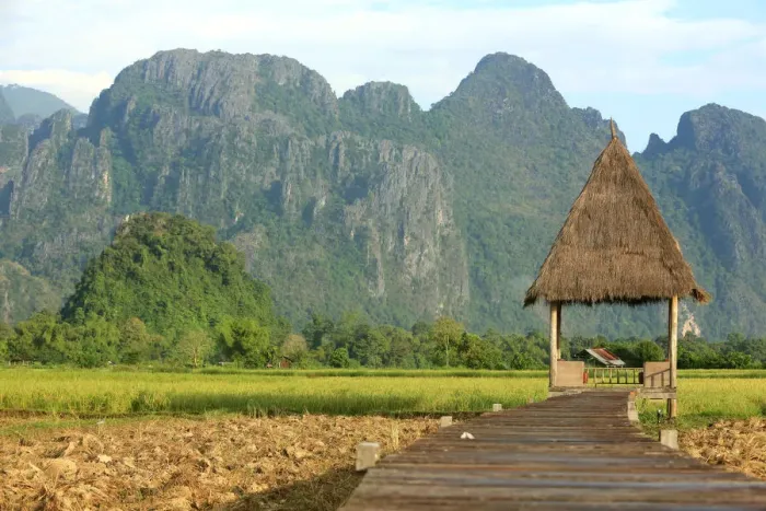 Framed Print : Rice fields with stunning mountain backdrop, Laos, Indochina, Southeast Asia, Asia Framed Print : Rice fields with stunning mountain backdrop, Laos, Indochina, Southeast Asia, Asia