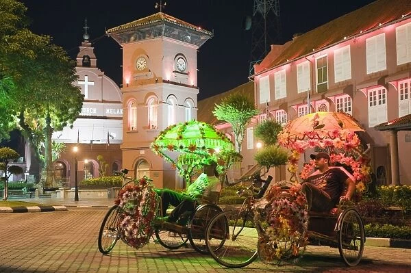 Rickshaw and Christ Church, Town Square, Melaka (Malacca), Melaka State