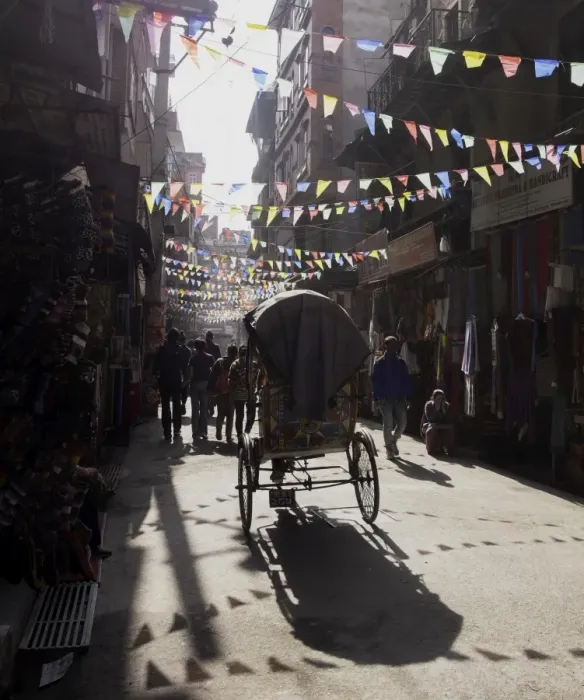 Framed Print : A rickshaw driving through the streets of Kathmandu, Nepal, Asia Framed Print : A rickshaw driving through the streets of Kathmandu, Nepal, Asia