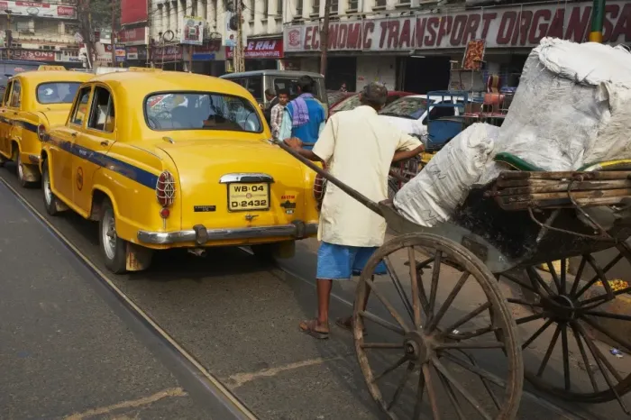 Framed Print : Rickshaw on the street, Kolkata, West Bengal, India, Asia Framed Print : Rickshaw on the street, Kolkata, West Bengal, India, Asia