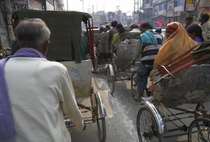 Framed Print : Rickshaw transport on busy street Framed Print : Rickshaw transport on busy street