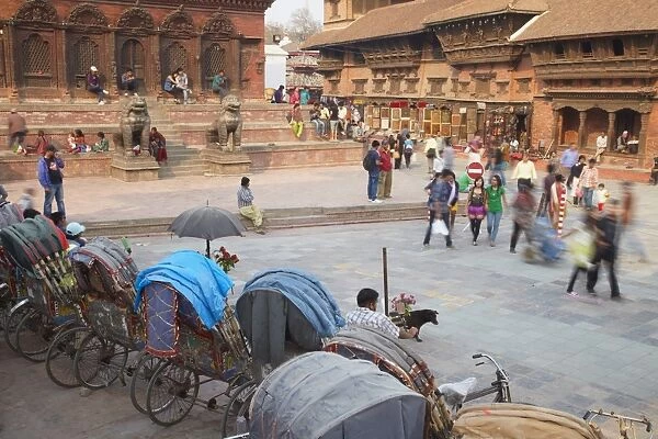 Rickshaws in Durbar Square, UNESCO World Heritage Site, Kathmandu, Nepal, Asia