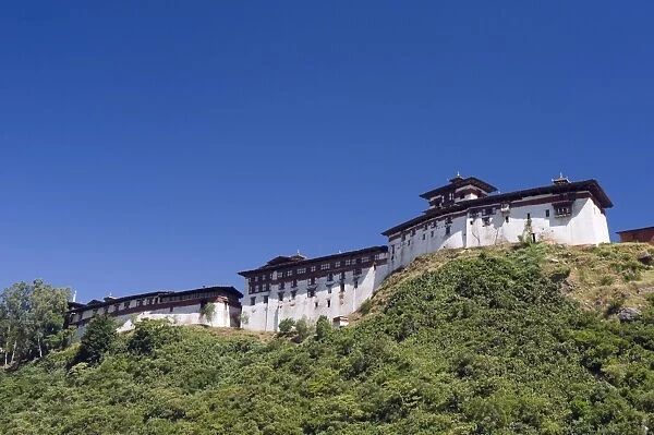 Ridge top Wangdue Phodrang Dzong, founded by the Zhabdrung in 1638, Bhutan, Asia