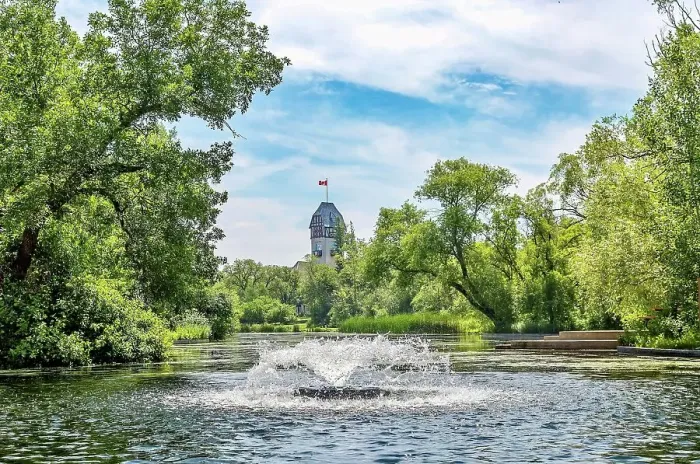 Framed Print : The Riley Family Duckpond with the 1930s Pavilion behind, Assiniboine Park, Winnipeg, Manitoba, Canada, North America Framed Print : The Riley Family Duckpond with the 1930s Pavilion behind, Assiniboine Park, Winnipeg, Manitoba, Canada, North America
