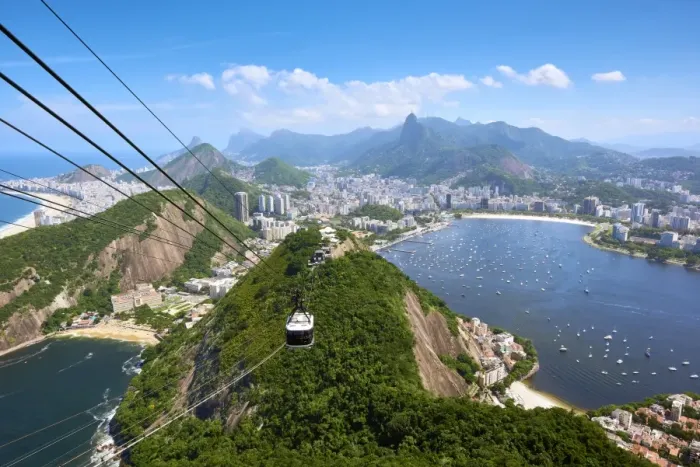 Framed Print : Rio de Janeiro seen from atop Sugarloaf mountain with, Guanabara Bay to the right