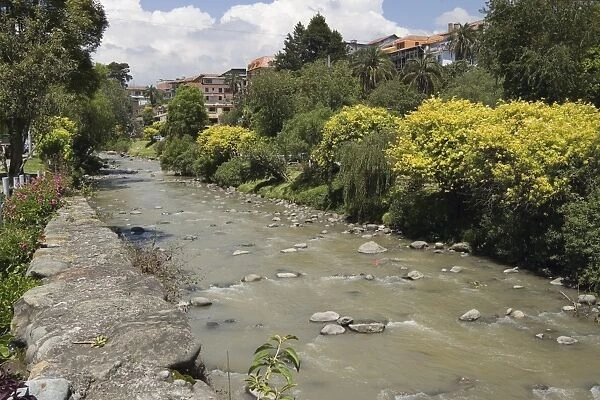 Rio Tomebamba, Cuenca, Azuay Province, Southern Highlands, Ecuador, South America
