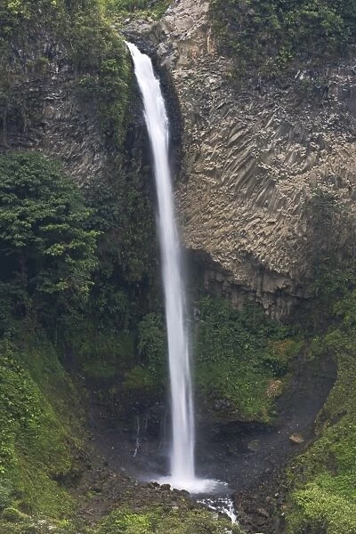 The Rio Verde waterfall, one of many in the valley of the Pastaza River that flows from the Andes to the upper Amazon Basin, near Banos, Ambato Province, Central Highlands, Ecuador