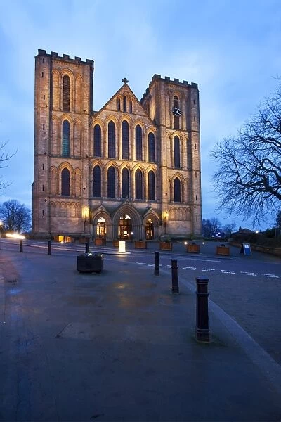 Ripon Cathedral at dusk, Ripon, North Yorkshire, Yorkshire, England, United Kingdom, Europe