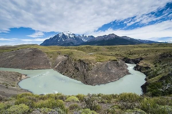 River bend before the Torres del Paine National Park, Patagonia, Chile, South America