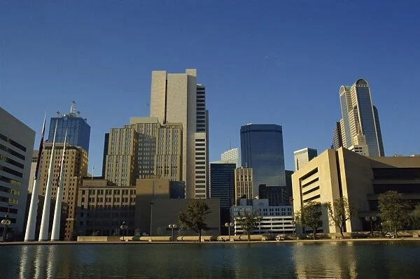 The river and city skyline of Dallas