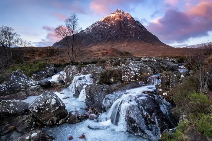 Framed Print : River Coupall Waterfall and Stob Dearg (Buachaille Etive Mor) in winter, Glen Etive, Rannoch Moor, Argyll and Bute, Scottish Highlands, Scotland, United Kingdom, Europe Framed Print : River Coupall Waterfall and Stob Dearg (Buachaille Etive Mor) in winter, Glen Etive, Rannoch Moor, Argyll and Bute, Scottish Highlands, Scotland, United Kingdom, Europe